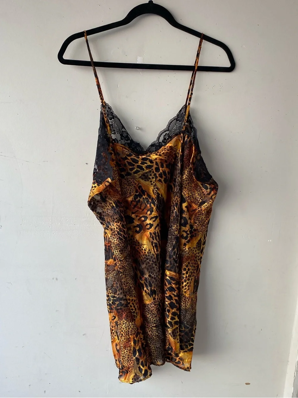NWT• Vtg Solange Leopard Satin Sheer Lace Teddy Romper Plus Size 22/24